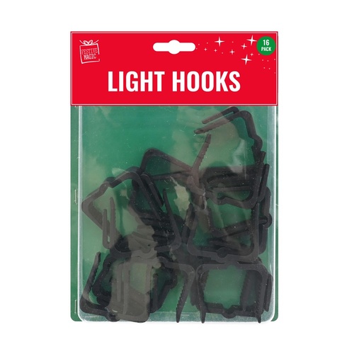 Light Hooks Balcony & Fence Black 16pk 4cm