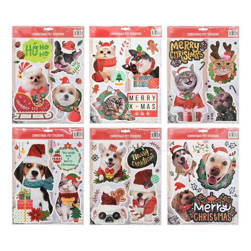 Funky Christmas Pet Stickers 1pc 6 Asst Styles 32cm