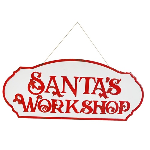Santa Workshop Metal Sign 76cm