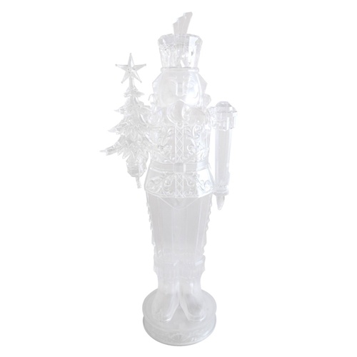 LED Frosted Nutcracker w. Tree 45cm
