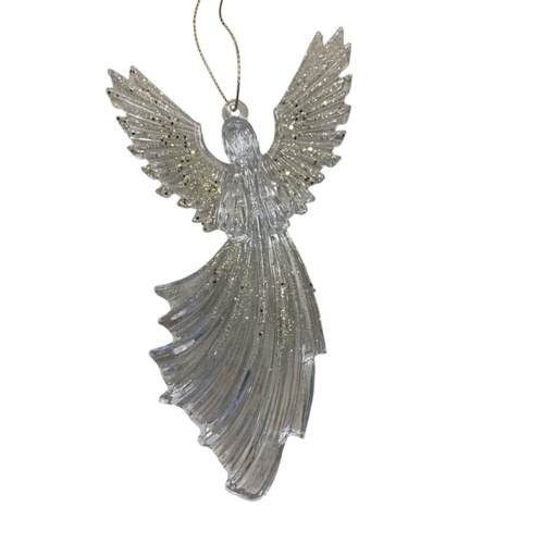 Acrylic Hanging Angel Bent Gold 15cm