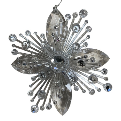 Acrylic Hanging Poinsettia Rounded 12cm