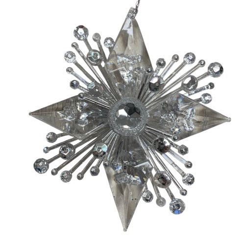 Acrylic Hanging Poinsettia Pointed 12cm