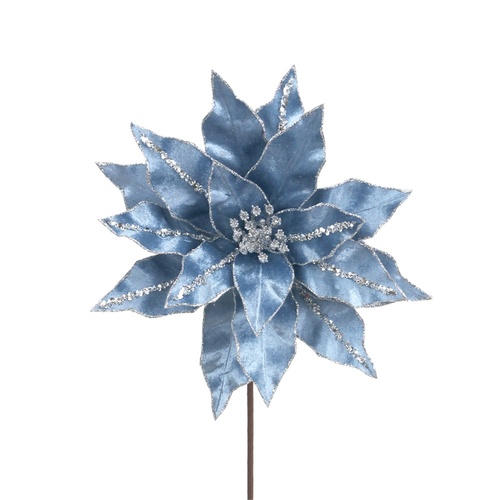 Arctic Blue Velvet Poinsettia 30cm