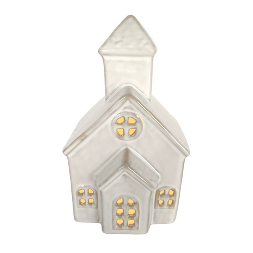 LED Ceramic Tealight Church 20cm