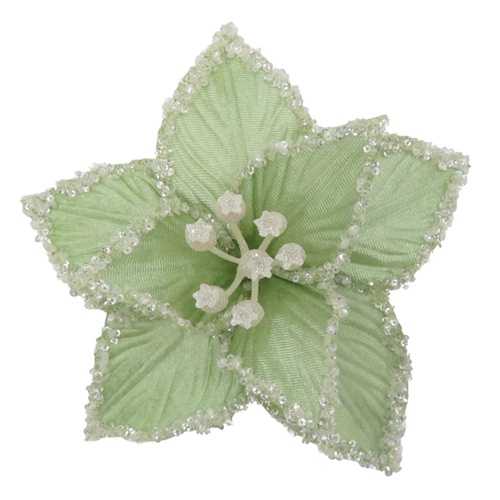 Light Mint Poinsettia Clip 21cm