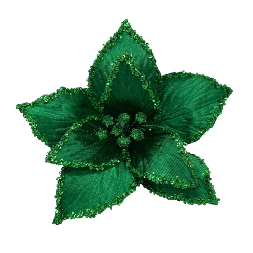 Emerald Poinsettia Clip 