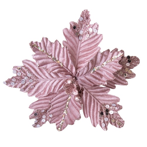 Poinsettia Pink Glitter Lines Clip 30cm
