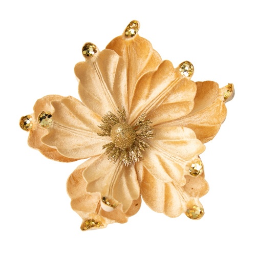 Gold Magnolia w. Glitter Edge Clip 26cm