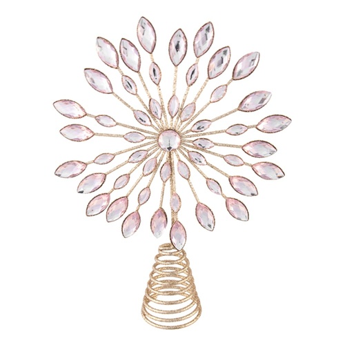 Jewelled Pink Starburst Tree Topper 29cm