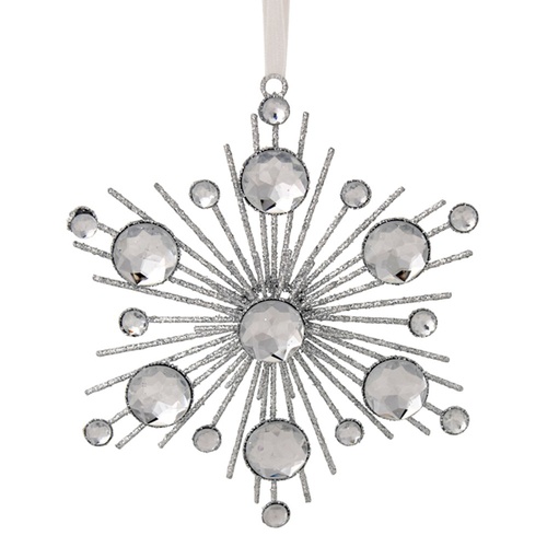 Jewelled Silver Hanging Flake 15cm