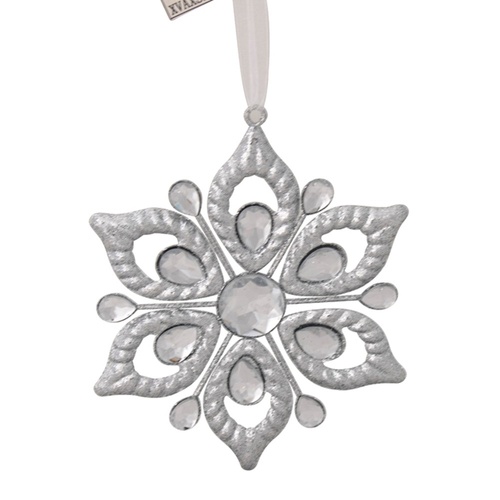 Jewelled Silver Hanging Star 15cm