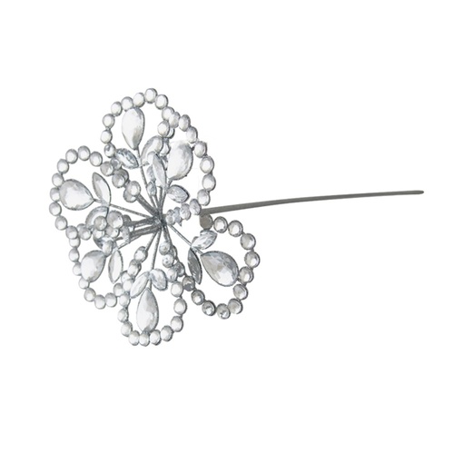 Jewelled Silver Magnolia Stem 44cm
