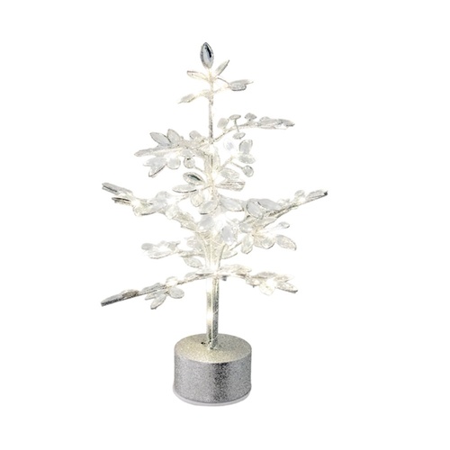LED Jewelled Silver Rotating Tree 38cm