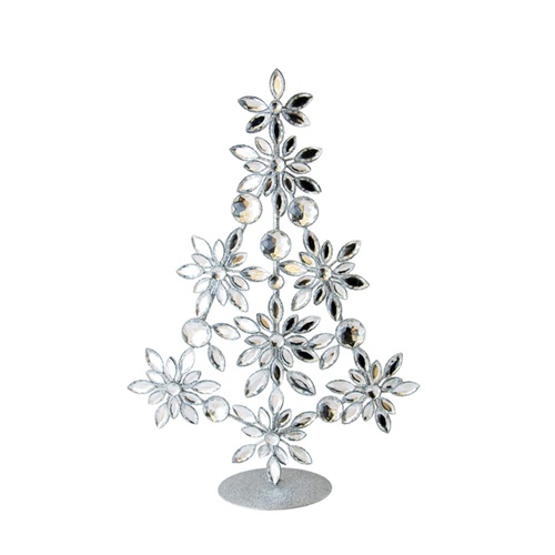 Jewelled Silver Snowflake Tree 30cm