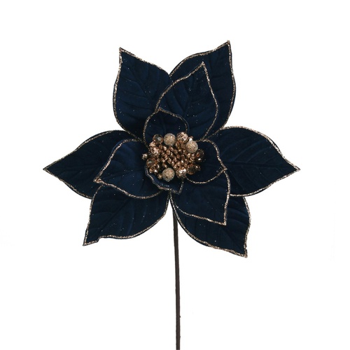 Midnight Blue Poinsettia w. Glitter Edge 28cm