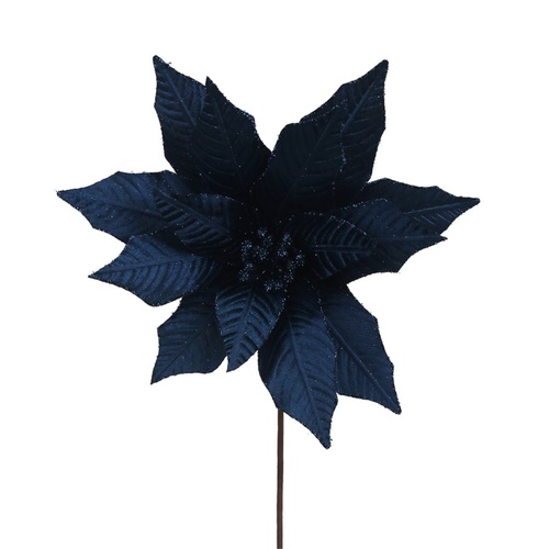 Midnight Blue Poinsettia w. Glitter Edge 31cm