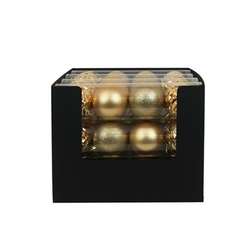 Gold Shatterproof Baubles 4pk 8cm