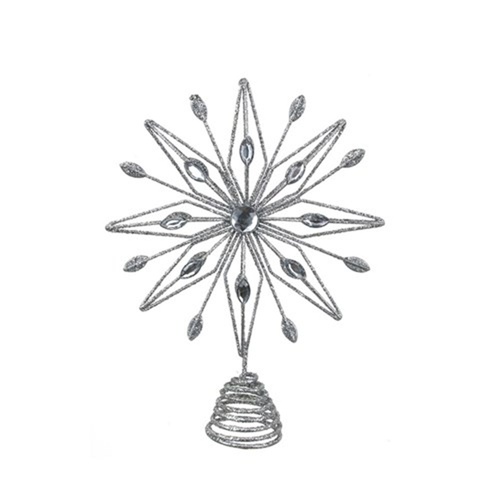 Silver Starburst Tree Topper w. Gems 27cm