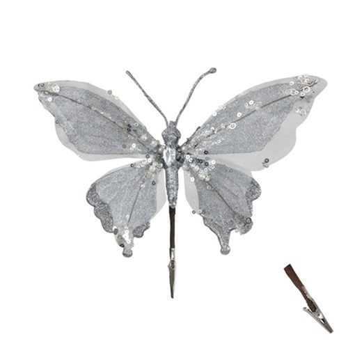 Silver Butterfly Clip 28cm
