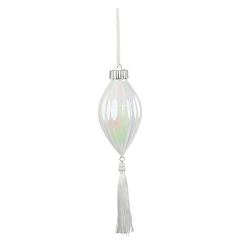 Iridescent White Bauble Drop 23cm