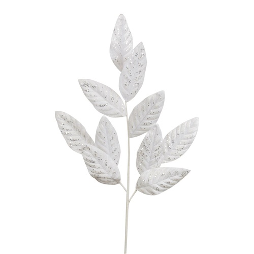 White Velvet Leaf Spray 78cm