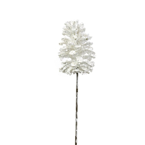 White Crystal Pinecone 15cm