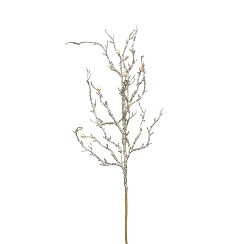 Champagne Glitter Branch w. Pearls 70cm