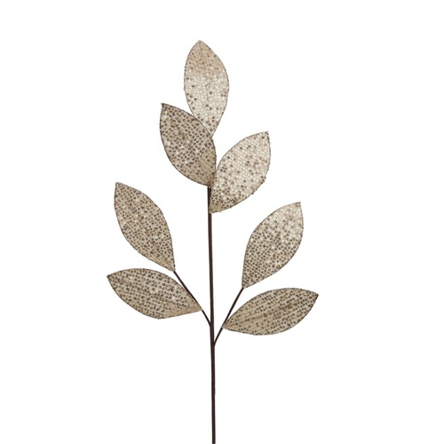 Champagne Sequin Leaf Spray 69cm