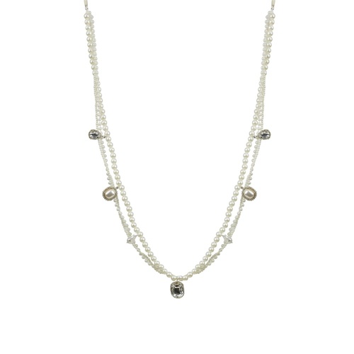 Layered Pearl Garland w. Crystals 95cm