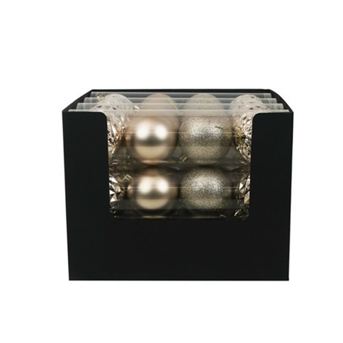 Champagne Shatterproof Baubles 4pk 8cm