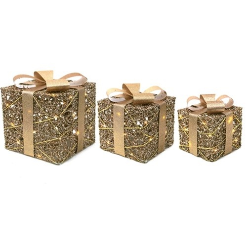 LED Champagne Present Stack Set of 3