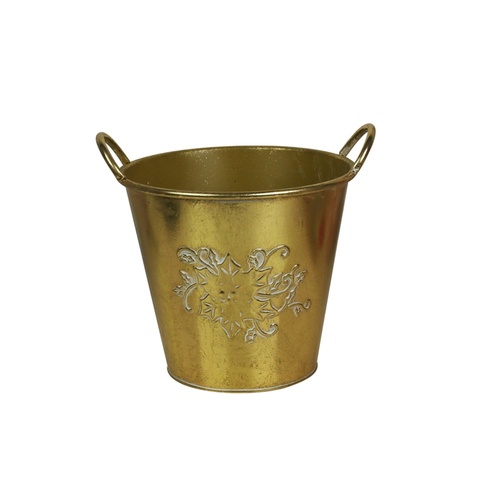 Antique Gold Metal Bucket 27cm