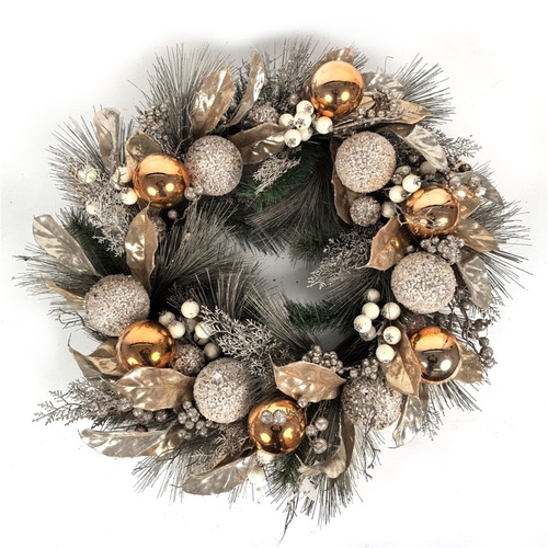 Champagne Bauble Wreath 70cm