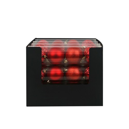 Red Shatterproof Baubles 4pk 8cm