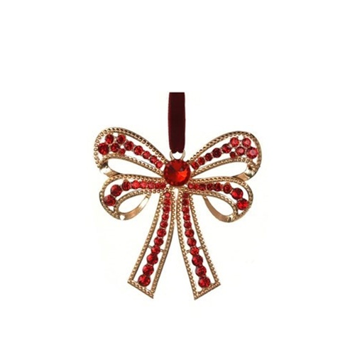 Red Crystal Hanging Bow 10cm