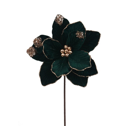 Emerald Poinsettia w. Glitter 26cm