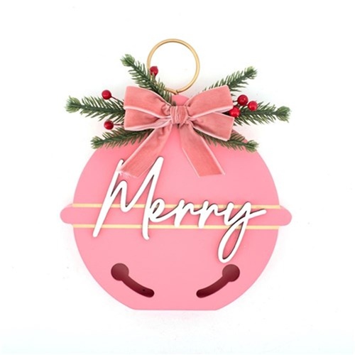 Pink Merry Bell Sign 20cm