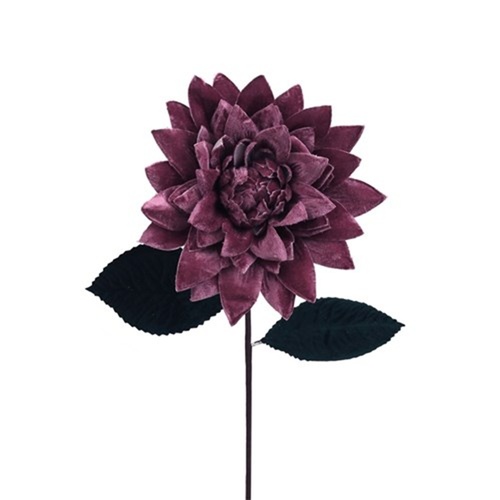 Pink Velvet Dahlia w. Leaves 23cm