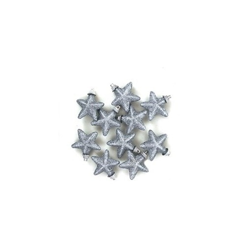 Glitter Foam Stars Silver 10pk 5cm