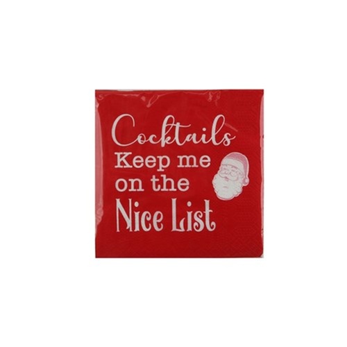 Christmas Cocktail Napkins 20pk 25cm