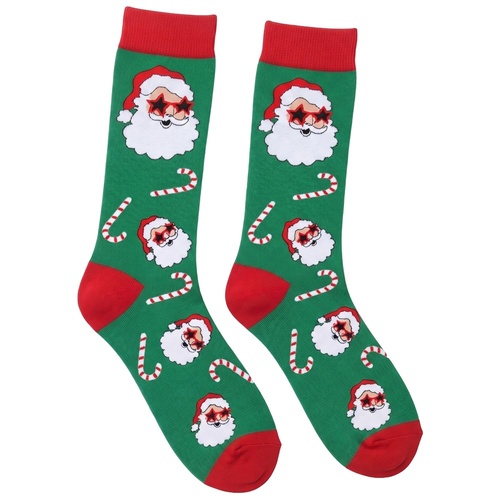 Santa w. Glasses Festive Socks Adult