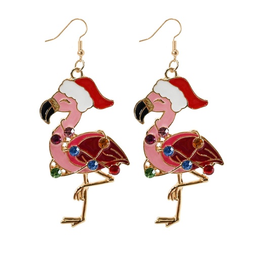 Flamingo Christmas Earrings