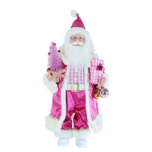 Hot Pink Santa w. Present 45cm