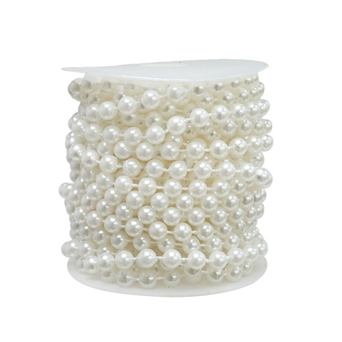 White Beaded Christmas Garland 8m