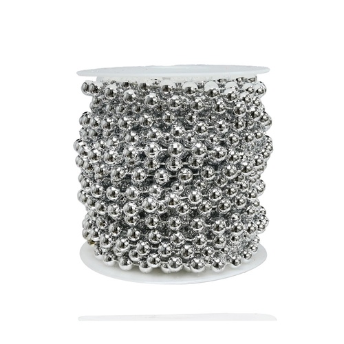 Silver Beaded Christmas Garland 8m