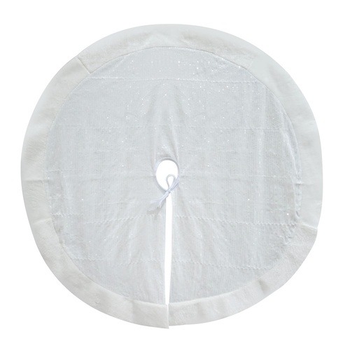 White Sequin Tree Skirt 100cm
