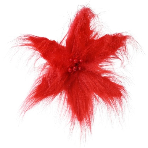 Red Furry Flower Clip 36cm