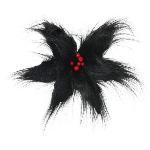 Black Furry Flower Clip 36cm