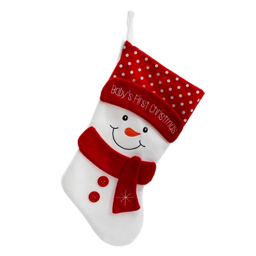 Baby 1st Snowman Stocking Red 41cm